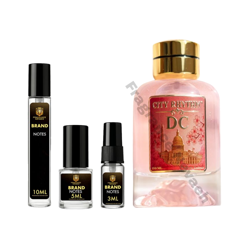 City Rhythm DC fragrance bottle and decant spray vials