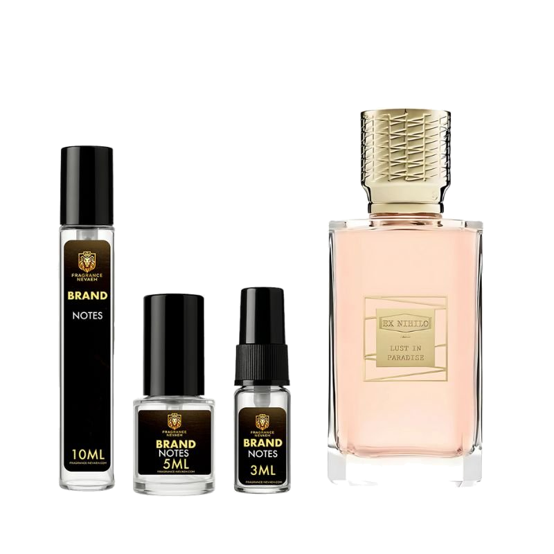 Ex Nihilo Lust in Paradise bottle and decant spray vials