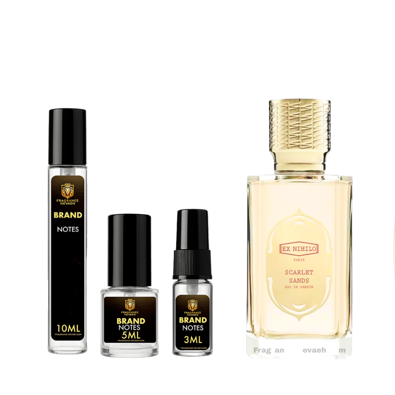 Ex Nihilo Scarlet Sands bottle and decant spray vials