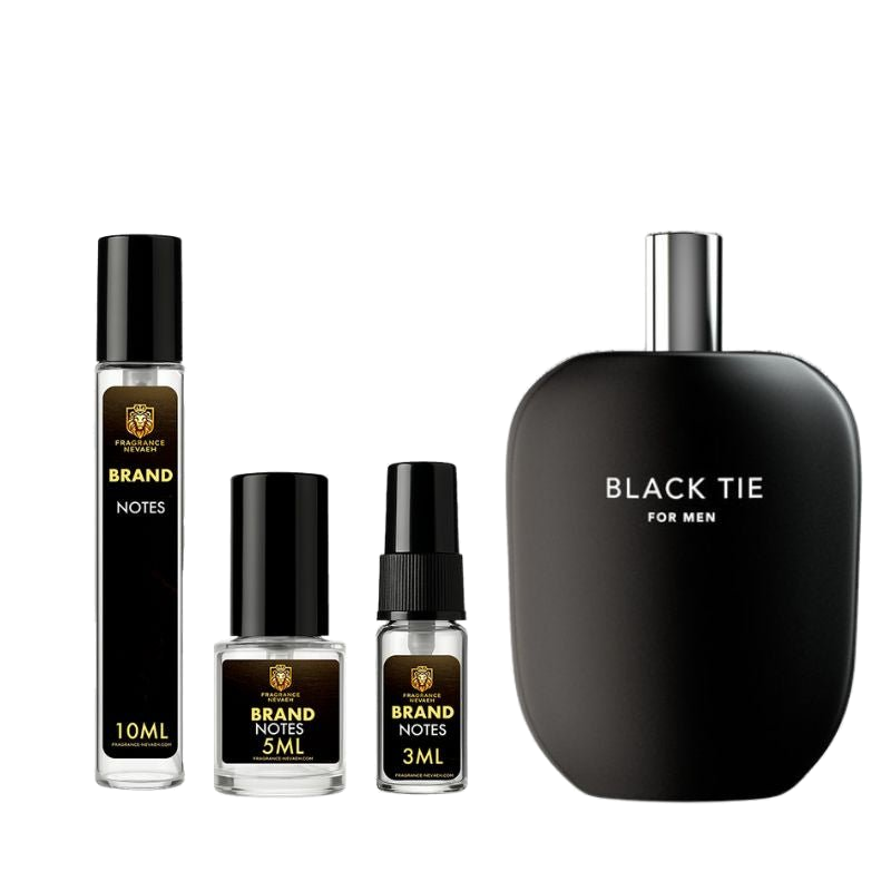 Fragrance One Black Tie bottle and decant spray vials