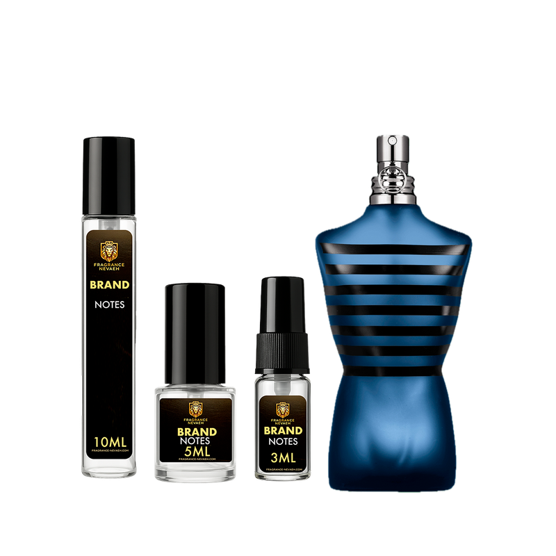 Jean Paul Gaultier Ultra Male bottle and decant spray vials