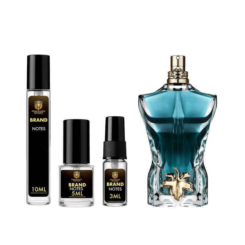 Jean Paul Gaultier Le Beau EDT bottle and decant spray vials