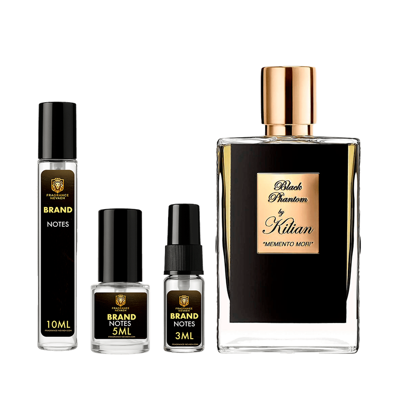 Kilian Black Phantom Memento Mori bottle and decant spray vials