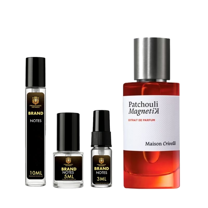 Maison Crivelli Patchouli Magnetik bottle and decant spray vials