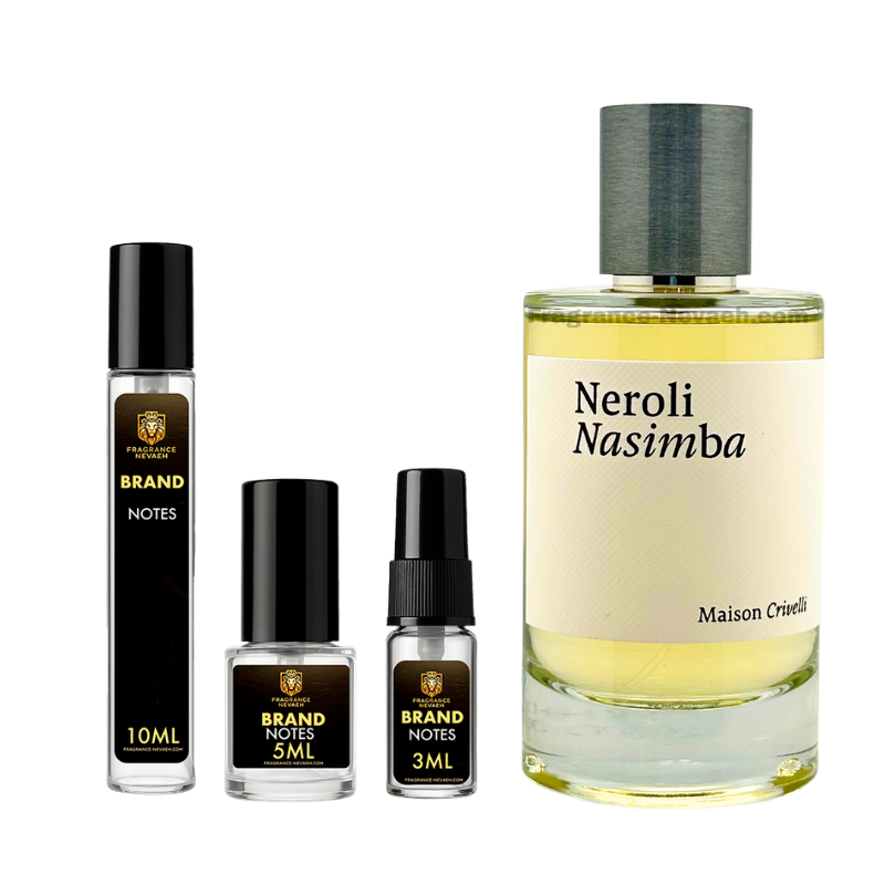 Maison Crivelli Neroli Nasimba bottle and decant spray vials